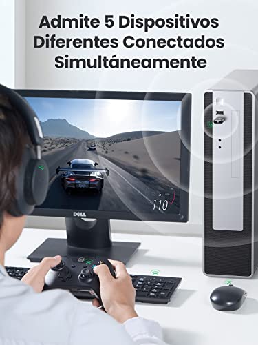 UGREEN USB Bluetooth 5.0, Adaptador Bluetooth para PC Portátil Windows 11/10/8.1/7, A2DP Dongle Bluetooth Compatible con Mando de PS5/PS4/Xbox Series X,Bluetooth Auricular Teclado Ratón Altavoz, Móvil