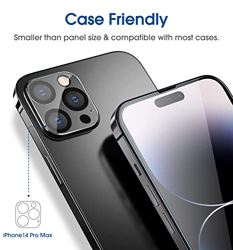 amFilm [2+2 Piezas] OneTouch para iPhone 14 Pro MAX 6.7", Protector de Pantalla de Vidrio con Protector de Lente de cámara. Más fácil de Instalar, sin Burbujas