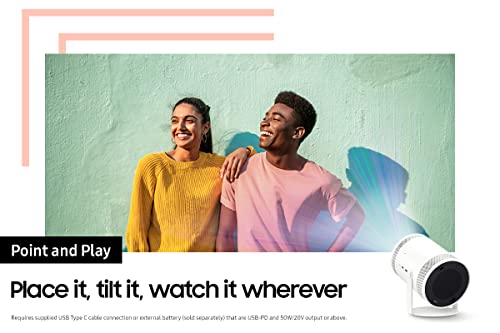 SAMSUNG Proyector portátil Inteligente Freestyle de 30 a 100 Pulgadas, FHD, HDR, Uso doméstico, Experiencia de Pantalla Grande, Sonido 360, SP-LSP3BLAXZA, Modelo 2022