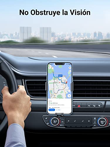 UGREEN Soporte Celular Auto por Gravedad para Ventilación, Porta Base Celular para Automóvil, Car Phone Holder Compatible con Celular de 4.7''-7'', como iPhone 14 13 12 Pro Max, Galaxy S23 Ultra, S23, S22 Ultra, Redmi, Gris