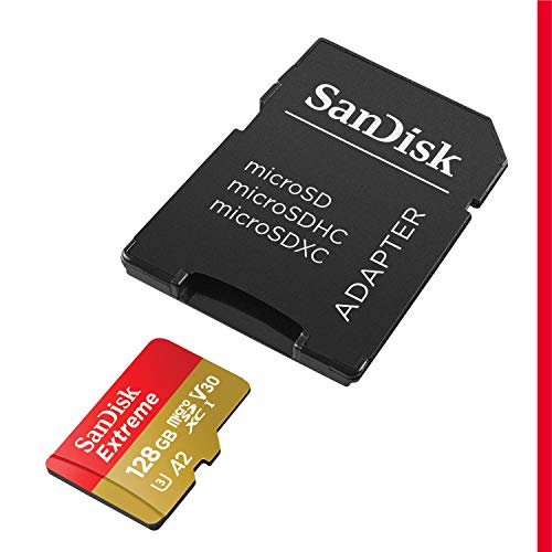SanDisk RAM-3077 - Tarjeta microSDXC UHS-I 128GB, 160Mb/S 4K Clase A2 V30 C/Adaptador