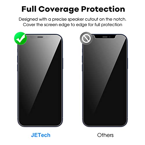 JETech Protector de Pantalla Cobertura Completo para iPhone 12/12 Pro 6,1 Pulgadas, Mica de Cristal Vidrio Templado, con Herramienta de Instalación, Amigable para Funda, HD Transparente, 3 Unidades