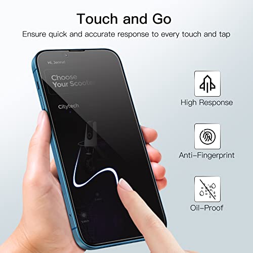 JETech Protector de Pantalla Privacidad Cobertura Completo para iPhone 13/13 Pro 6,1 Pulgadas, Mica Cristal Vidrio Templado Antiespia, Amigable para Funda, 2 Unidades