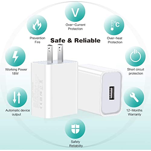 MCSWKEY Cargador USB, 2Pack Cargador de Celular USB Adaptador 5V 2A Enchufe de Pared, Cargador de Pared con 1 Puerto USB para iPhone XS/XR/XS MAX, Samsung, Google, HTC, LG, Tablet, Otros Dispositivos