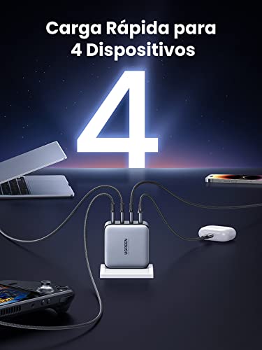 UGREEN Nexode 100W Cargador USB C GAN con 4 Puertos Cargador Tipo C Cargador PD Admite PPS Compatible con Samsung Galaxy S23 S22 Ultra, S23 S22+, iPhone 14 13 12 SE, Xiaomi Mi12 MacBook Pro iPad Air