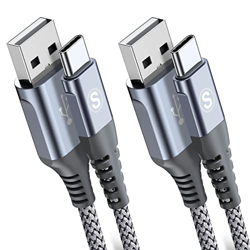 2 Unidades 2M Cable USB C, Cable Tipo C 3.1A Carga Rápida, Nylon Trenzado Compatible con Samsung Note20/10/9 S21/20/10/9/8 A21s A32 A50 A71, Xiaomi, Huawei, Controlador PS5,ChromeBook Pixel, OnePlus, GoPro