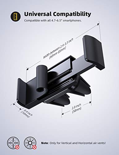 Lamicall Soporte Celular Auto, Porta Celular Auto - Carro de Rejillas de Ventilación Salidas de Aire para iPhone 12 Mini, 12 Pro MAX, 11 Pro, XS MAX XR X, 8, 7, 6S, Samsung A71 A51 S20 S10 S9, Android Smartphones - Negro