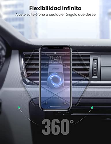 UGREEN Soporte Celular Auto Magnético, Mini Porta Celular para Auto Iman para Ventilación, Base Celular Auto Compatible con Celulares 4.7''-7.2'' como iPhone 14 13 12 Pro Max X, Galaxy S23 Ultra, S23, S22 Ultra, Redmi