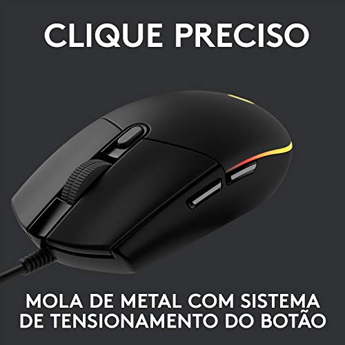 Logitech G203 LIGHTSYNC Mouse Gaming con Iluminación RGB Personalizable, 6 Botones Programables Seguimiento de hasta 8,000 DPI, Ultra-ligero - Negro