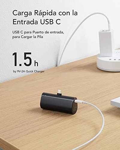 Mini Power Bank Portátil PD 20W para iPhone con Cable Integrado,Batería Portátil Inalámbrico Carga Rápida Banco de Energía 5000 mAh Compatible con iPhone 11 Pro/XS/XS MAX/XR para Día De San Valentín