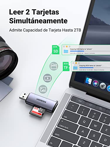 UGREEN Lector de Tarjetas USB C OTG 5Gbps para TF, SD, Micro SD, SDXC, SDHC, MMC, RS-MMC, Micro SDXC, Micro SDHC, UHS-I, PC Windows Mac OS Linux, Macbook Pro, Huawei Mate 20 Pro P20, Galaxy S21 S20