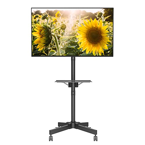 BONTEC Soporte TV Ruedas para TV de 23 a 60 Pulgadas de Plasma/LCD/LED/OLED, Soporte TV Pie con Estante para Portátil, Soporte TV Móvil con Altura Ajustable de hasta 25 kg, Máx VESA 400x400 mm