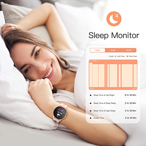 AGPtek Smartwatch Mujer, Reloj Inteligente Deportivo 1.3 Pulgadas Táctil Completa IP68, Monitor de Sueño, Seguimiento del Menstrual, Control de Musica Regalo Navidad