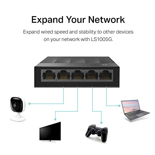 TP-Link LS1005G, Switch Gigabit no administrable, 5 puertos Gigabit, Diseño de escritorio, Plug and play