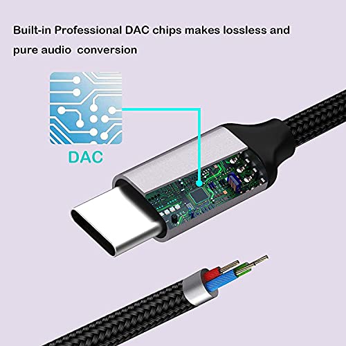 Adaptador USB C a 3,5 mm, Cable USB Tipo C a Audio 3.5mm Adaptador de Auriculares para Huawei P30/ P30 Pro/ P20 Pro/Mate20 Pro, Samsung S20 Ultra Note 10 Plus, Pixel 3 4XL, iPad Pro 11 2020 (Grey)