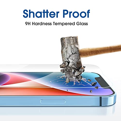 amFilm 2 Piezas OneTouch Compatible con iPhone 14 (6.1" 2022) y iPhone 13/iPhone 13 Pro 6.1" Protector de Pantalla de Vidrio Templado con Kit de Fácil Instalación