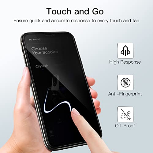 JETech Protector de Pantalla Privacidad para iPhone 11 Pro Max/XS Max 6,5 Pulgadas, Cobertura Completo Mica Cristal Vidrio Templado Antiespia, Amigable para Funda, 2 Unidades