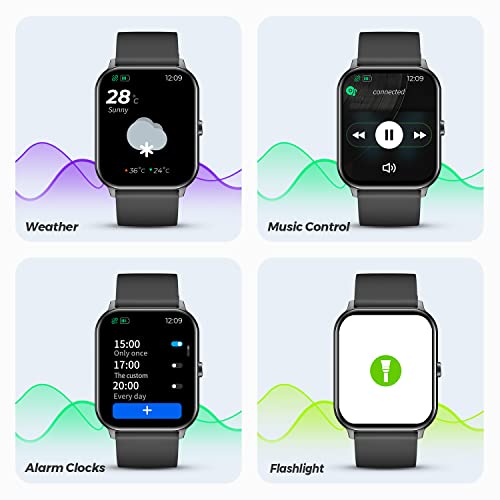 SoundPEATS Watch3 Reloj Inteligente de 1,85 Pulgadas,Rastreador de Fitness,Monitor de Sueño,Monitor de Frecuencia Cardíaca SPO2, 230+ Esferas,Ciclo Menstrual Femenino ip68 para iPhone Android