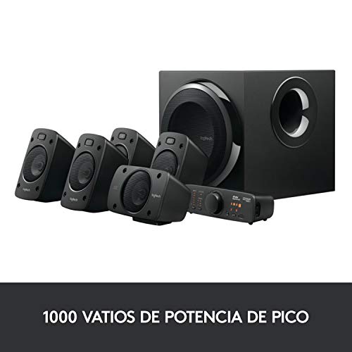 Logitech Z906 5.1 Sistema de Audio con Sonido Envolvente THX, Certificado Dolby&DTS, 500 W RMS, Multi-Dispositivos, Entradas Audio Múltiples, PC/PS4/Xbox/TV/Móvil/Tablet - Negra