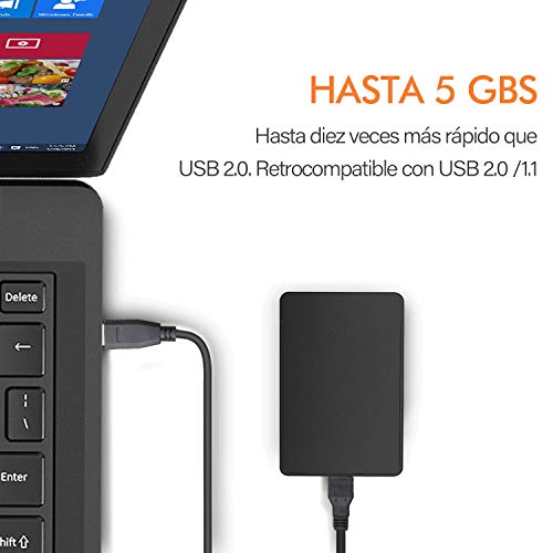 LonEasy Carcasa de Disco Duro móvil USB 3.0, Compatible con HDD SSD de