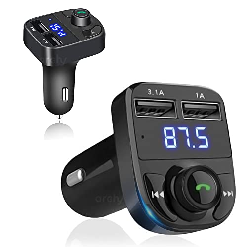 Archy Receptor Transmisor Bluetooth para Carro FM 3.1A Coche Auto Manos Libres Radio Reproductor Música MP3 Entrada USB Memoria Micro SD (BTX8)