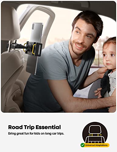 Lamicall Soporte Tablet Auto : Soporte de iPad Reposacabezas de Coche para 4.7"-12.9" Inch , Tales como iPad Pro 9.7, 10.5, 11, 12.9, Air, Mini 2, 3, 4, iPhone 12 11 Pro XS X, Tab, E-reader, Celular y Tablets - Negro