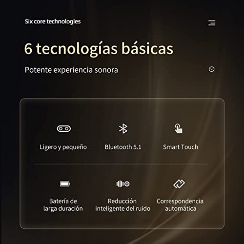 ACTEO Audifonos Inalambricos, Audífonos Bluetooth 5.1, Auriculares Nobles de Oro Negro con Micrófono, Adecuado para Juegos Música, Audifonos Alambrico Compatible para iPhone Samsung Huawei Xiaomi
