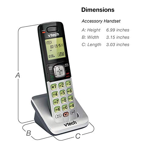 Teléfono Vtech DECT 6.0 con base para identificación de llamadas y llamada en espera, Plateado/Negro
