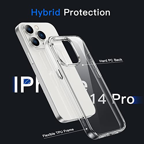 JETech Funda para iPhone 14 Pro 6,1 Pulgadas, Anti-Amarillo Antigolpes Carcasa, Antiarañazos Respaldo Transparente (Transparente)