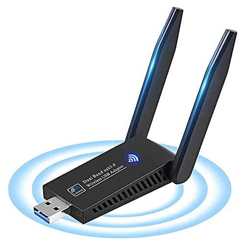 Adaptador USB WiFi Bluetooth, 1300 Mbps de banda dual 2.4/5 GHz, receptor  externo de red inalámbrica, mini dongle WiFi para PC/portátil/escritorio