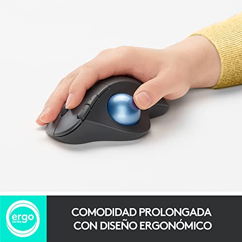 Logitech ERGO M575 Mouse Trackball Inalámbrico - Control sencillo con el pulgar, precisión y seguimiento suave, diseño ergonómico, para Windows, PC y Mac, con Bluetooth y USB - Negro