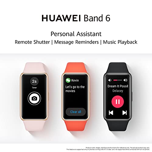 HUAWEI Band 6- Banda Inteligente, Pantalla FullView 1.47", Monitoreo de SpO2, Monitor de Ritmo y Sueño, 2 semanas de Batería- Negro