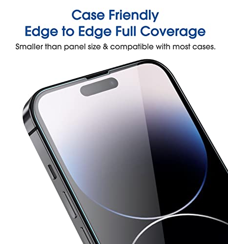 amFilm [2 Piezas] OneTouch Diseñado para iPhone 14 Pro Max 6.7'' Protector de Pantalla, Mica Cristal Vidrio Templado, Más Fácil de Instalar, sin burbujas, Cobertura Total, Compatible con Estuches