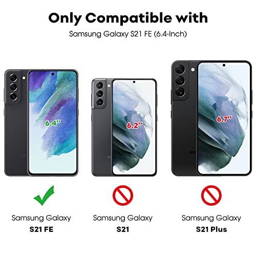 JETech Protector Pantalla para Samsung Galaxy S21 FE 5G y Protector de Lente Cámara, Marco de Instalación, Mica Cristal Vidrio Templado, Compatible Huellas Dactilares ID, 2 Paquetes Cada Uno