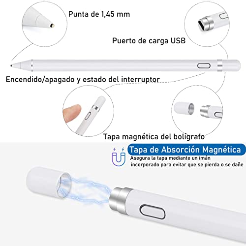 Lápiz capacitivo universal para Apple iPad/iPhone/Samsung Galaxy Tab  Tablet/Fire HD/MI/Huawei/todas las pantallas táctiles | Incluye 5 puntas de