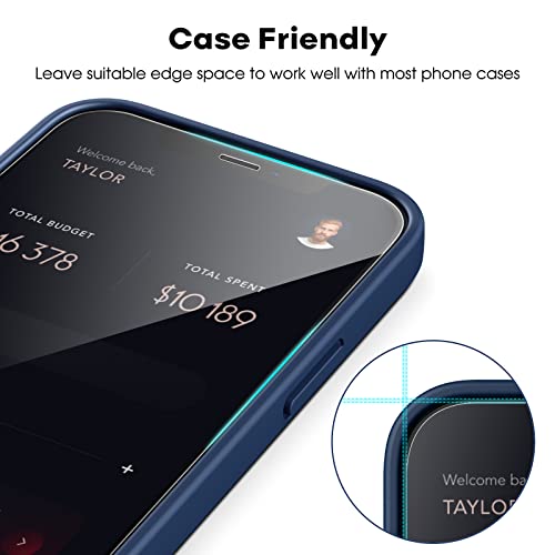 JETech Protector de Pantalla Cobertura Completo para iPhone 12/12 Pro 6,1 Pulgadas, Mica de Cristal Vidrio Templado, con Herramienta de Instalación, Amigable para Funda, HD Transparente, 3 Unidades