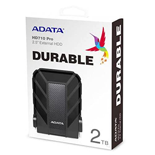 ADATA Disco Duro Externo HDD HD710P, 2 TB,Resistente a golpes,agua y polvo, certificación grado militar, Color Negro