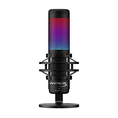 HyperX QuadCast S RGB - Micrófono Condensador USB para PC, PS4 y Mac, Montaje antivibración, Cuatro Patrones Polares, Filtro Pop, Control de Ganancia, Juegos, transmisión, podcasts (reacondicionado)