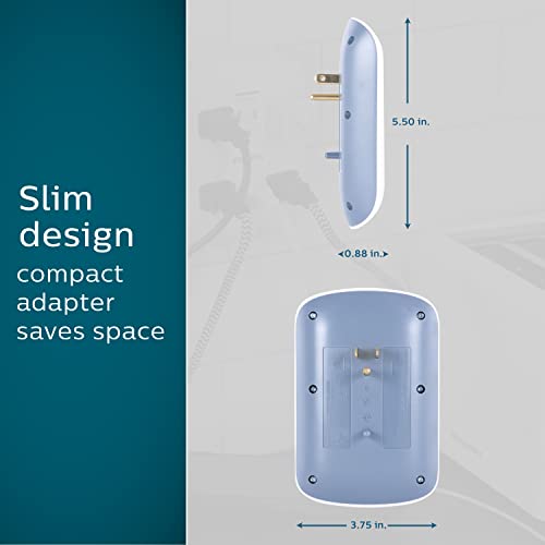 PHILIPS, Multicontacto de Pared de 6 Salidas con Supresor de Picos, 900 Julios, Protectores contra Sobretensiones, Certificacion ETL, Blanco, Paquete de 2, SPP3466WA/37