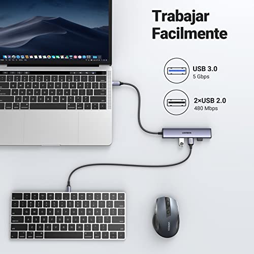 UGREEN USB C Hub, 5 en 1 Adaptador USB C Multipuerto Aluminio a 4K@30H