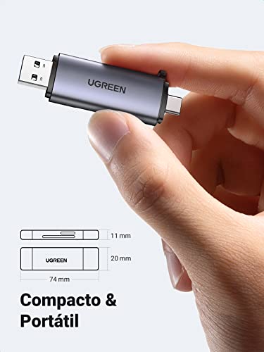 UGREEN Lector de Tarjetas USB C OTG 5Gbps para TF, SD, Micro SD, SDXC, SDHC, MMC, RS-MMC, Micro SDXC, Micro SDHC, UHS-I, PC Windows Mac OS Linux, Macbook Pro, Huawei Mate 20 Pro P20, Galaxy S21 S20
