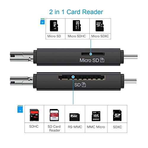 3 en 1 USB 3.0 Lector de Tarjeta, USB C OTG 5Gbps Card Reader con USB