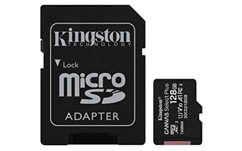 Kingston MicroSDXC Select Plus 128GB (Con Adaptador a SD) Clase 10, UHS-I, U1, V10 Lectura: 100MB/s (SDCS2/128GB)