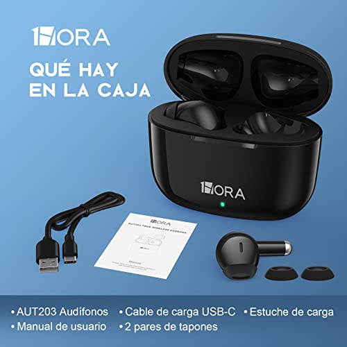 1 Hora Audifonos Inalambricos Bluetooth 5.1, Auriculares Inalámbricos In-Ear Audífonos Bluetooth con Micrófono Compatible con iPhone 14 13 12 Pro MAX Samsung Galaxy S20/A23/A52/A53 Xiaomi Huawei