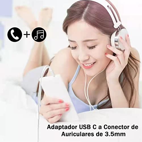 Adaptador USB C a Jack 3,5 mm, Cable USB tipo C a Audio 3,5 mm Chipset DAC USB C HiFi Audio Headphone Adaptador para Huawei Mate 20, Samsung Galaxy S10 S9 S8, Xiaomi, HTC, Motorola, LG, Oneplus