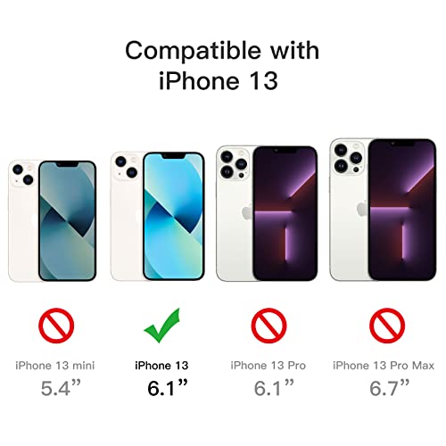 JETech 3 en 1 Funda para iPhone 13 6,1 Pulgadas con 2 Protector Pantalla y 2 Protector Lente Cámara, Anti-Amarillo, Mica Cristal Vidrio Templado Cobertura Completa, Carcasa Antigolpes (Transparente)