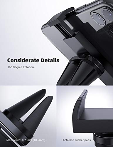 Lamicall Soporte Celular Auto, Porta Celular Auto - Carro de Rejillas de Ventilación Salidas de Aire para iPhone 12 Mini, 12 Pro MAX, 11 Pro, XS MAX XR X, 8, 7, 6S, Samsung A71 A51 S20 S10 S9, Android Smartphones - Negro