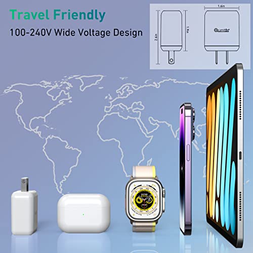 20W Cargador Rápido para iPhone 14, Quntis Cargador USB C Carga Rápida con Cable Tipo C a Lightning de 2m Compatible para iPhone 14 13 12 11 Pro MAX iPhone Mini X XS XR 8 9 Plus iPad Pro - Blanco