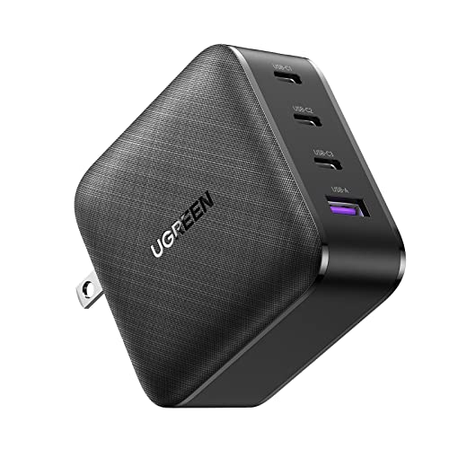 UGREEN 65W GAN Tech Cargador USB C PD y USB A de 4 Puertos, Carga Rápida Multicontacto Compatible con MacBook Pro/Air DELL XPS 13, iPad, iPhone 14 Pro Max/13 Pro Max/12, Galaxy S23/S22/S21, Pixel