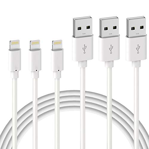 Quntis Cable Lightning iPhone, MFi Certificado 3 Piezas 2m, Compatible con iPhone 14 13 12 11 XS MAX XR X 8 7 6s Plus, iPad Mini/Air, iPod, Airpods - Blanco